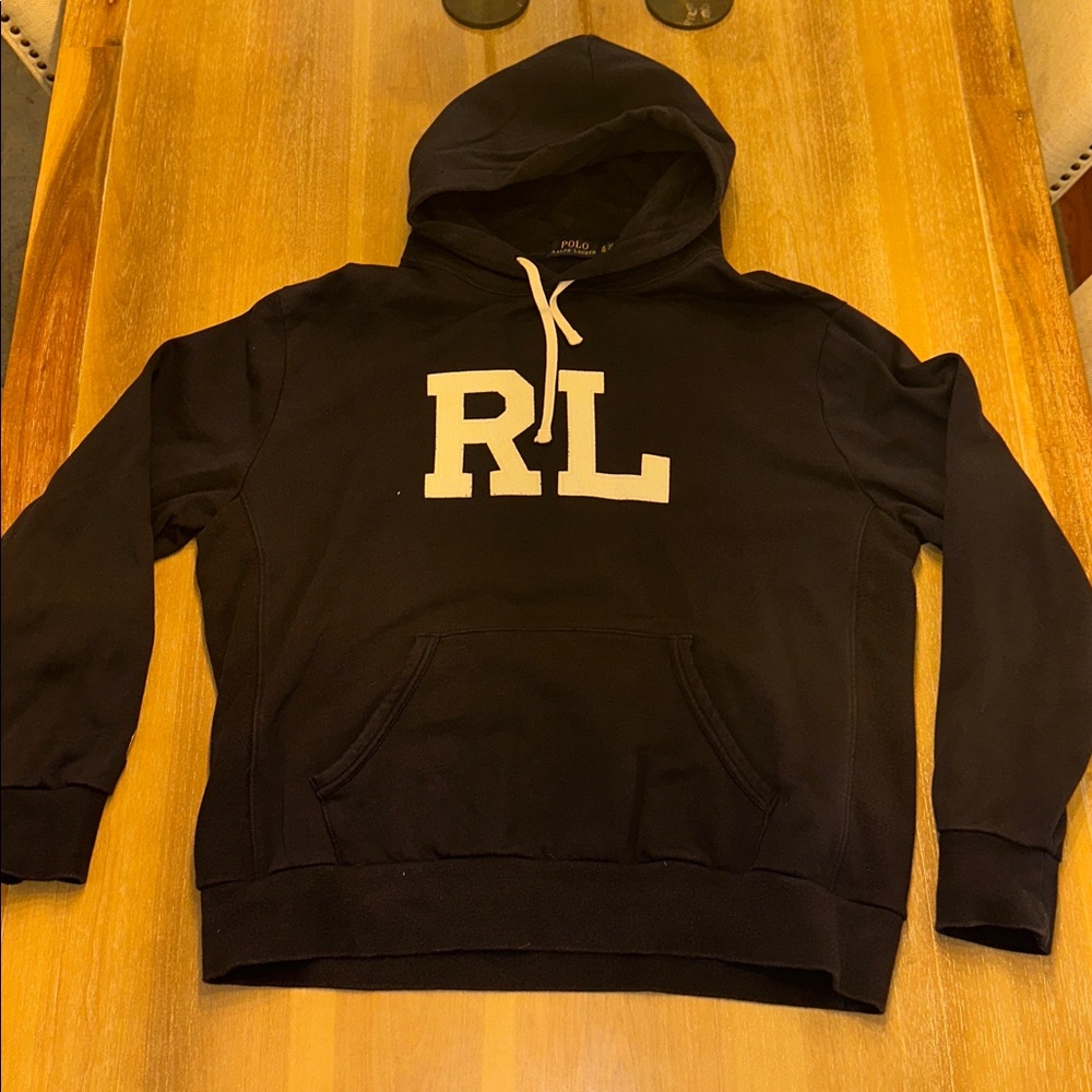 Polo Ralph Lauren Navy Blue RL Monogram Letterman Hoodie Sweatshirt, Size XL - Picture 4 of 4
